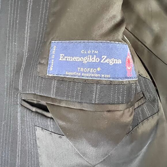 Saks Fifth Avenue Ermenegildo Zegna Trofeo Wool Blazer 44L Navy Pinstripe NWT - Picture 5 of 13